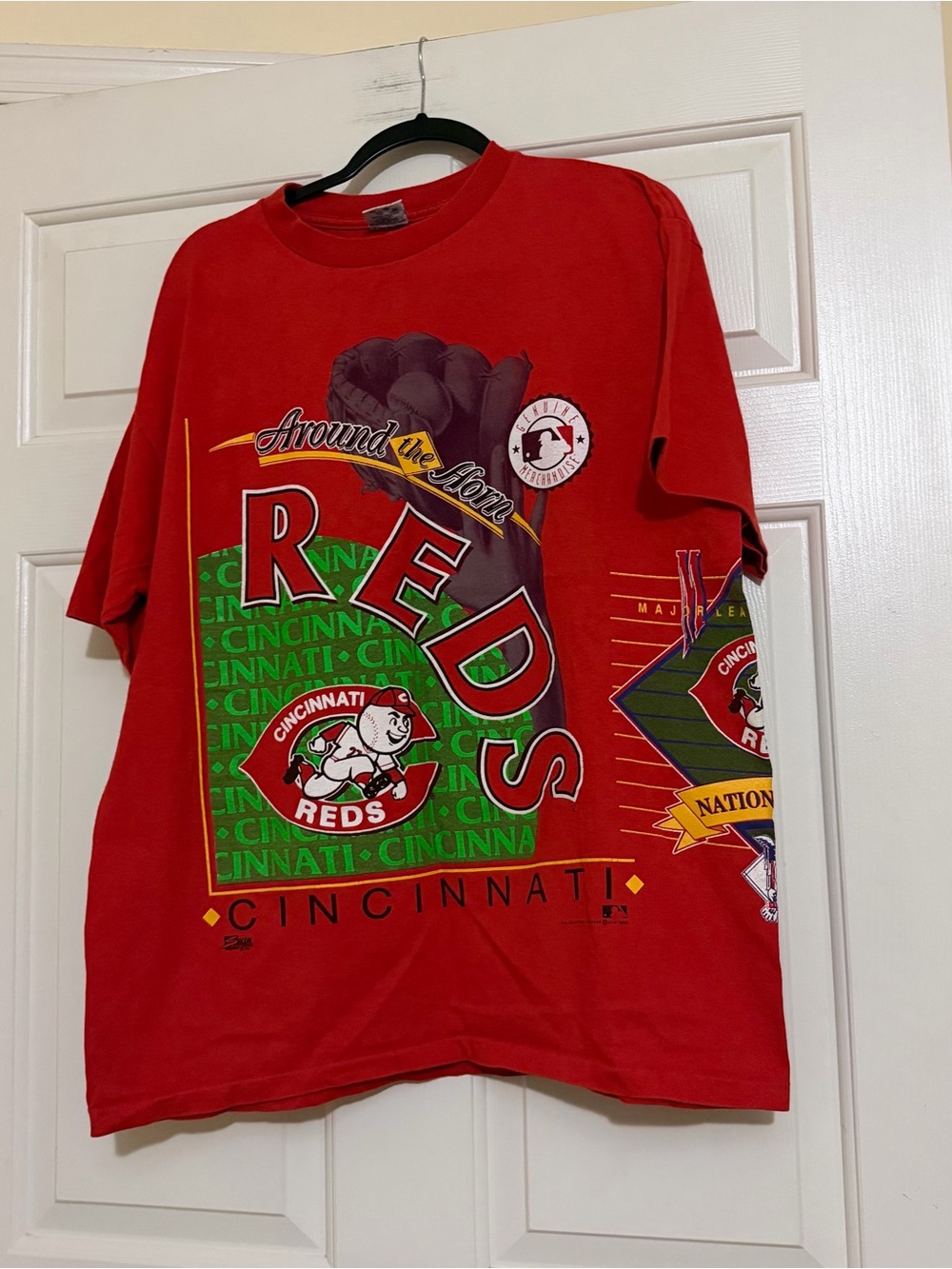 Vintage 1992 MLB Cincinnati Reds Baseball AOP T-Shirt Salem Sportswear Size XL
